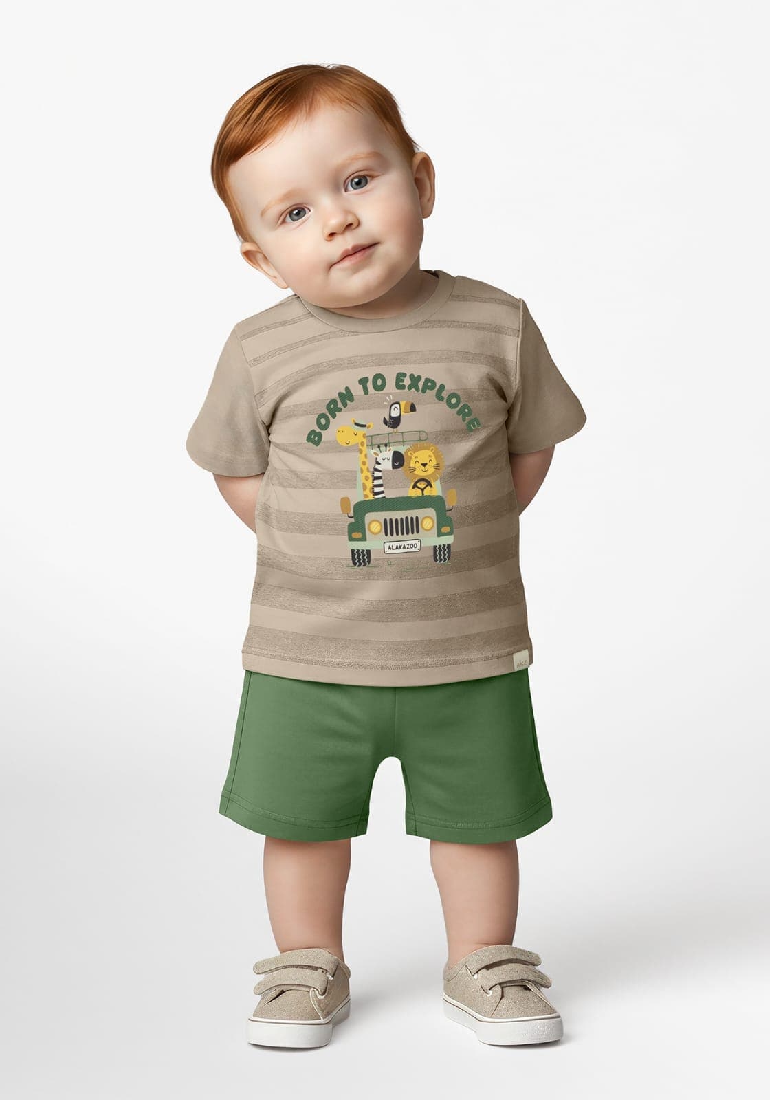 CONJ CAMISETA GIRAFA BERMUDA ALAKAZOO